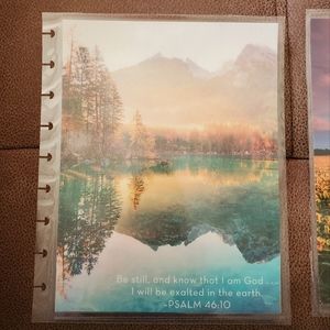Handmade cover For A Classic Sized Disc Bound Planner mountains, lake